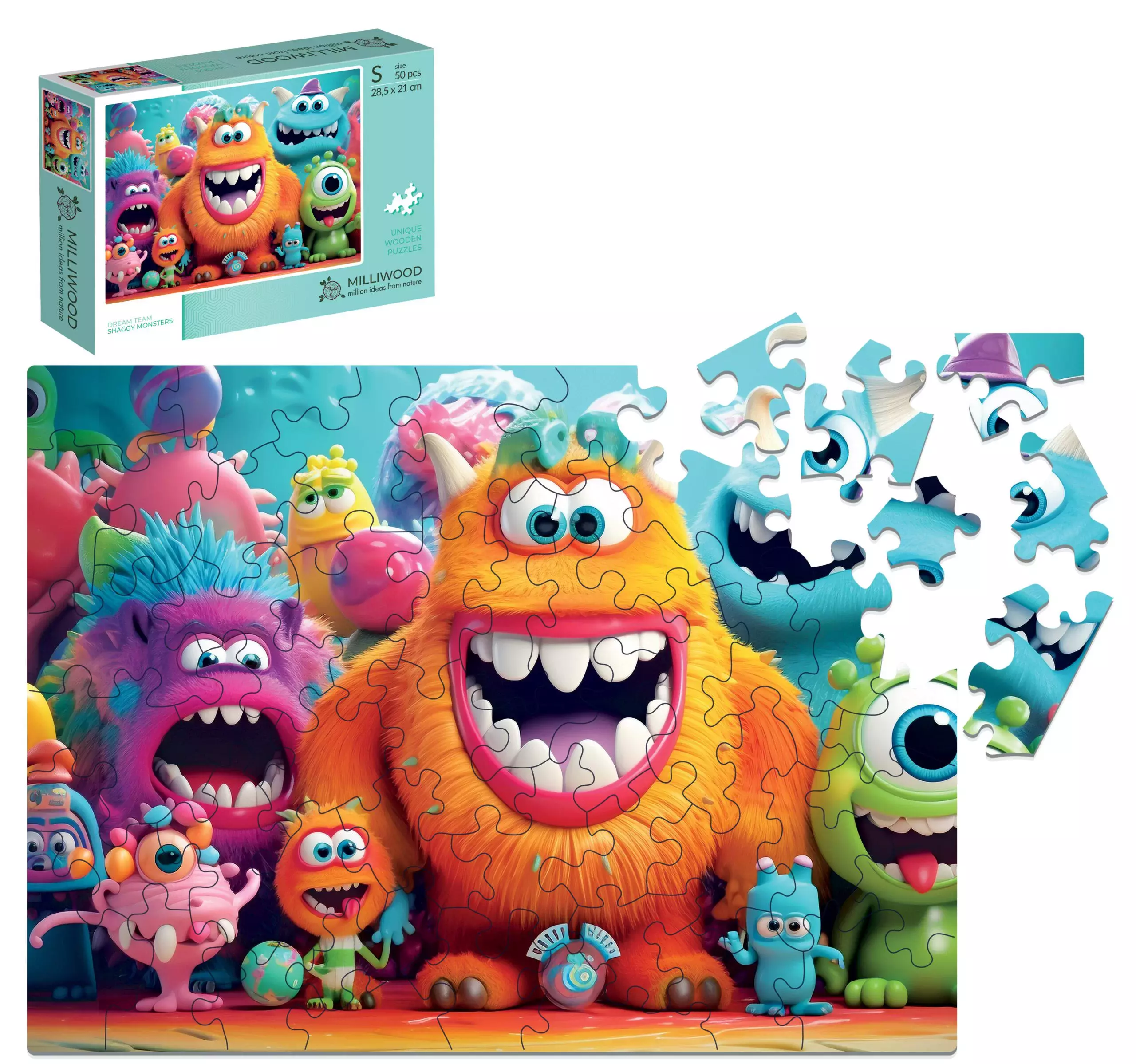 Puzzle Milliwood 50 elementów. Kudłate Potworki - Puzzle