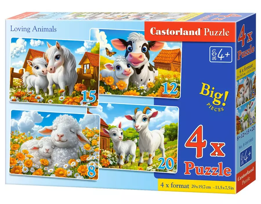 Puzzle 4w1. Kochające zwierzęta - Puzzle