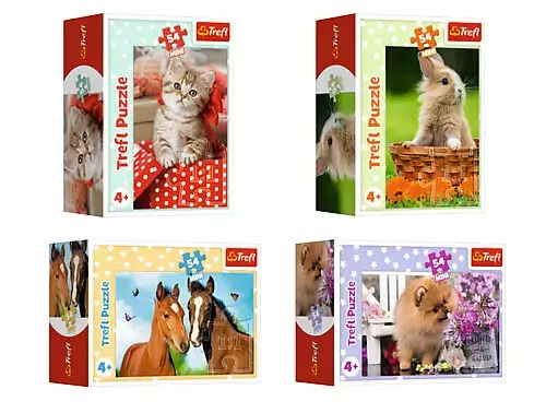 Puzzle Mini 54 elementy. Urocze zwierzątka, mix wzorów - Puzzle