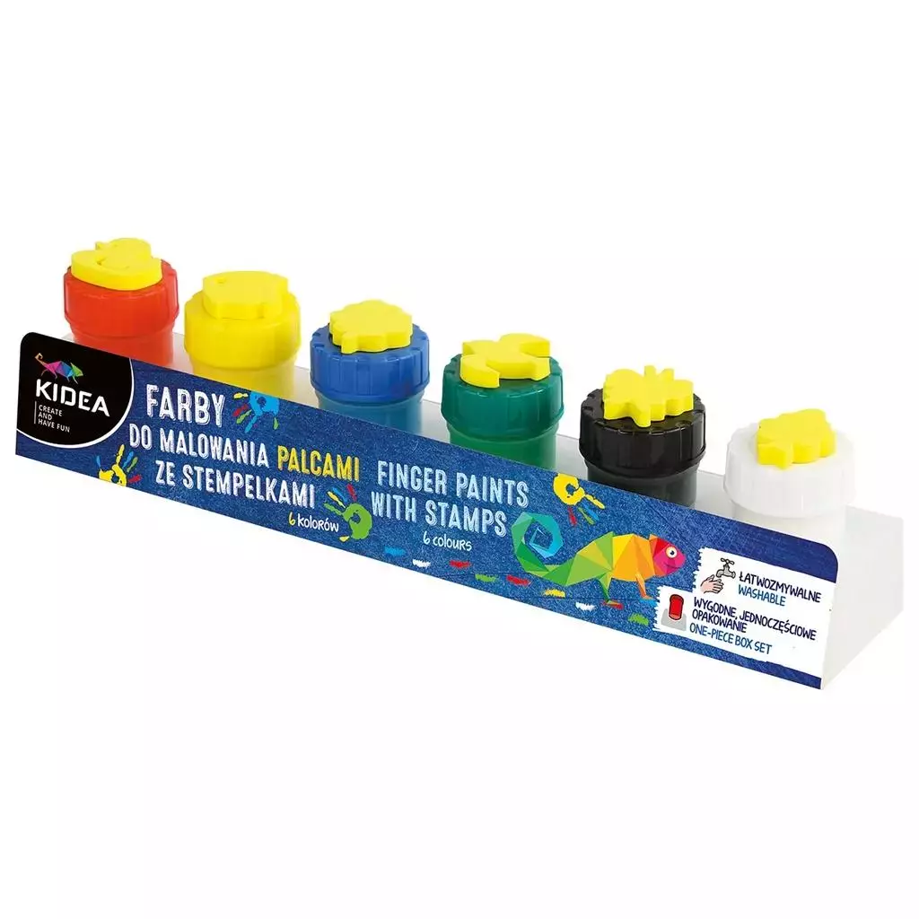 Farby do malowania palcami ze stemplami, 6 sztuk - Papiernicze i szkolne