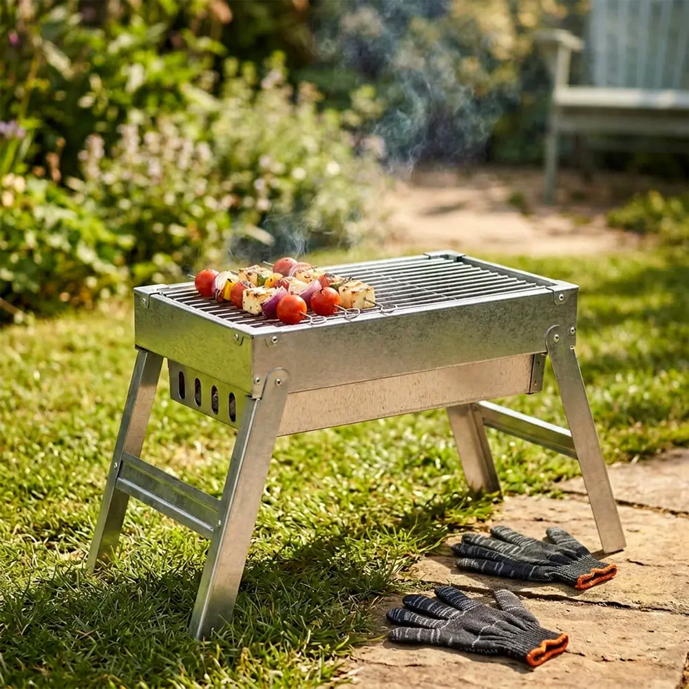 Grill węglowy stalowy składany przenośny 46x21x27 cm - Elektronika i akcesoria