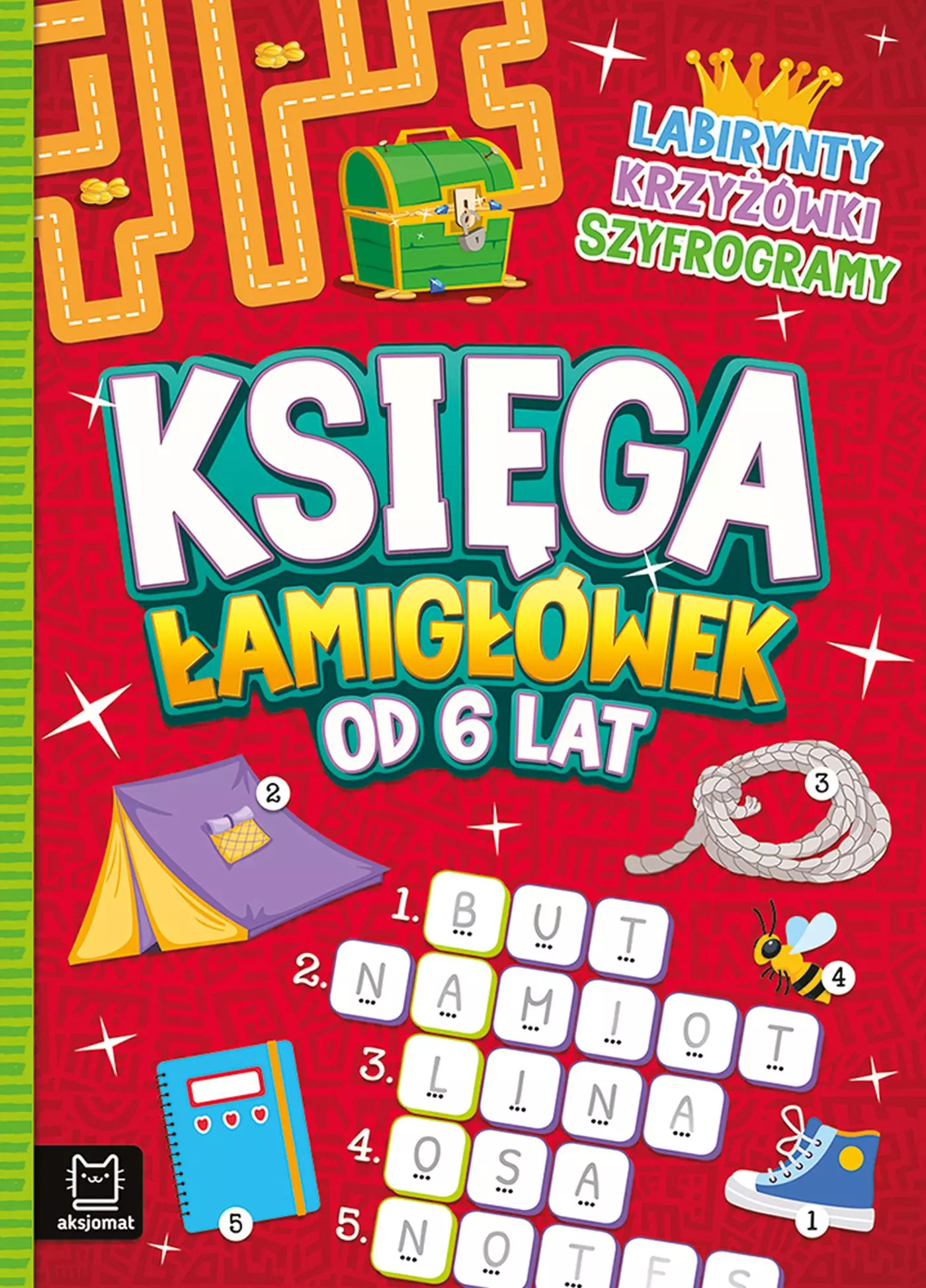 Księga łamigłówek od 6 lat. Labirynty, krzyżówki, szyfrogramy - Książki