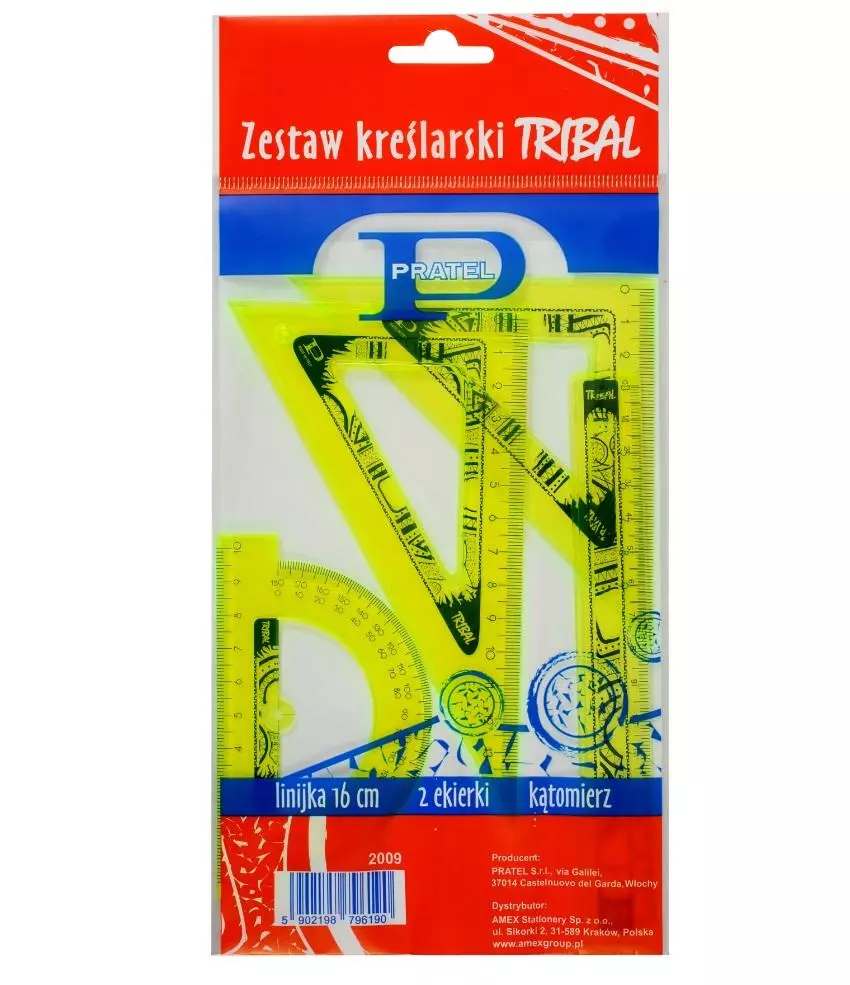 Zestaw kreślarski z nadrukiem i linijką 16cmPRATEL - Papiernicze i szkolne