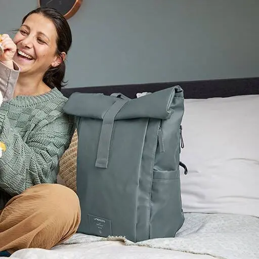 Lassig Green Label Plecak dla mam z akcesoriami Rolltop Up Backpack anthracite - Mama i dziecko