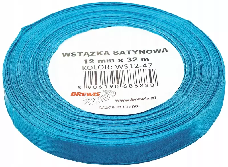 Wstążka satynowa turkus 12mmx32m - Papiernicze i szkolne