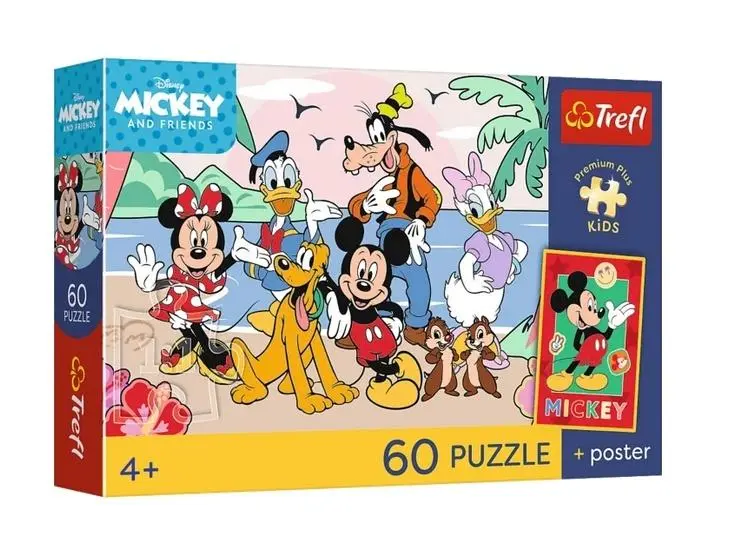 Puzzle 60 Mickey and Friends + plakat TREFL - Puzzle
