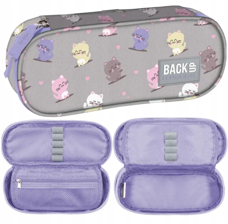 Piórnik szkolny saszetka BackUp 8 A02 Kotki Kawaii - Papiernicze i szkolne