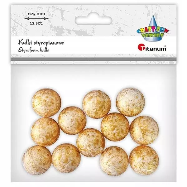 Kulki styropianowe 25mm 12szt złote - Książki