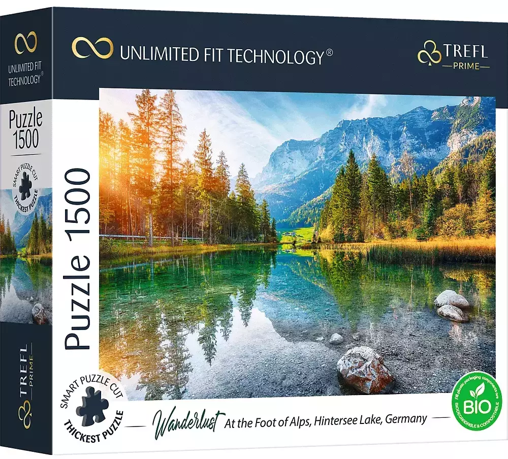 Puzzle 1500 elementów. U podnóża Alp, Jezioro Hintersee, Niemcy - Puzzle