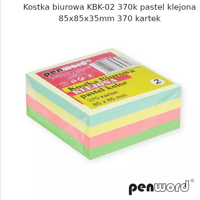 Kostka biurowa pastel 85x85x35mm 370K - Papiernicze i szkolne