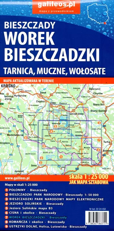 Bieszczady. Worek bieszczadzki. Mapa turytyczna, 1:25 000 - Książki