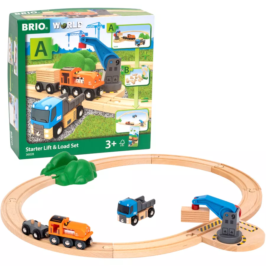 BRIO World. Kolejka zestaw startowy z dźwigiem - Zabawki