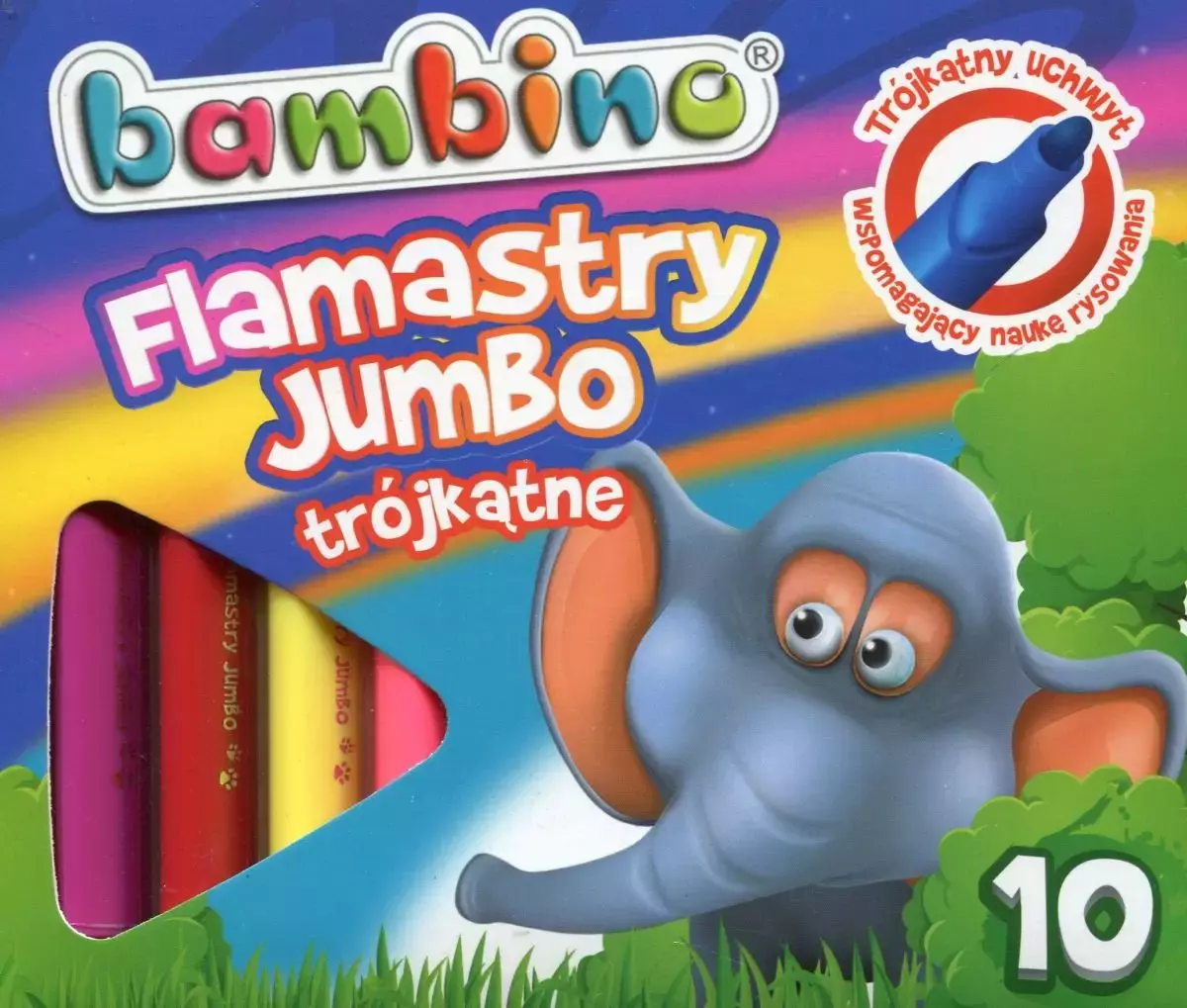 St. Majewski, flamastry trójkątne, Jumbo, Bambino, 10 kolorów - Papiernicze i szkolne