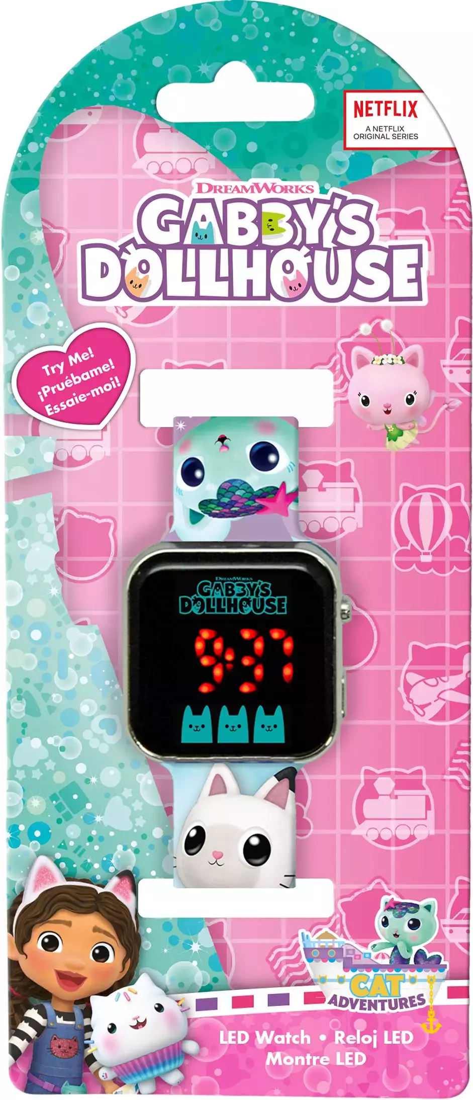 Zegarek LED z kalendarzem Koci Domek Gabi. Gabby's Dollhouse GD00077 Kids Euroswan - Zabawki