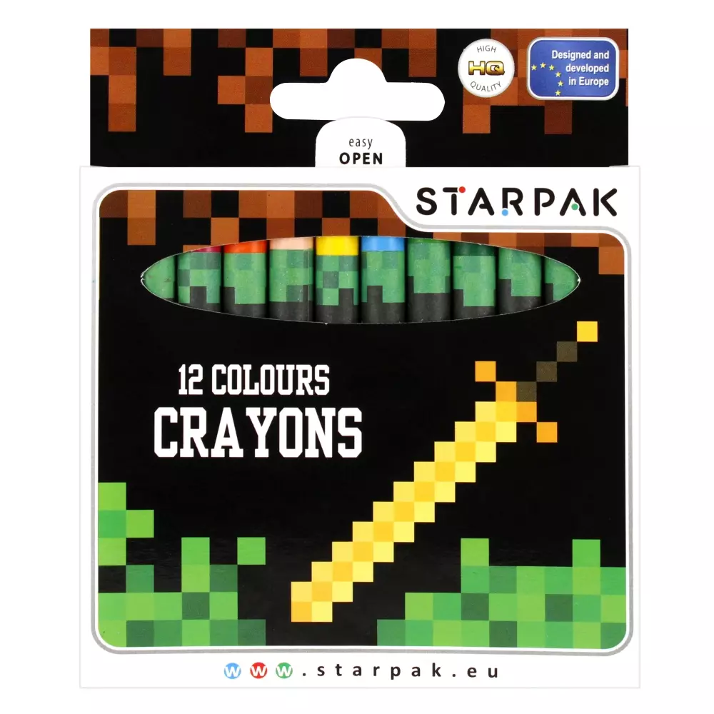 Kredki Woskowe 12 KolorÓw Pixel Game Starpak 484792 - Papiernicze