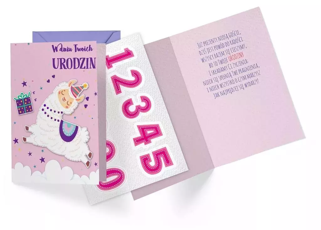 Karnet B6 DK-860 Urodziny lama (wymienne cyfry) - Papiernicze i szkolne