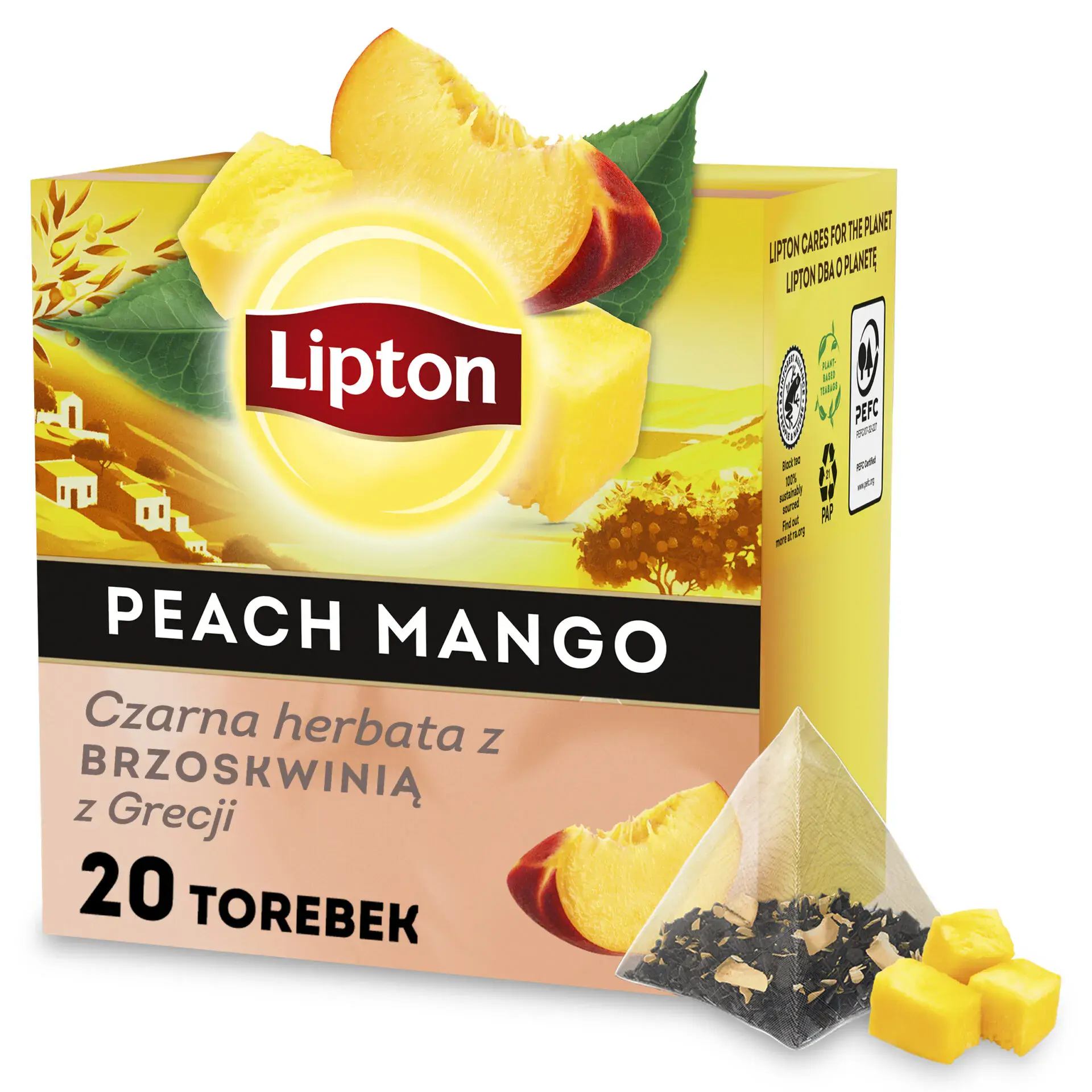 Herbata czarna Lipton piramidki Peach Mango (brzoskwinia, mango), 20 torebek - Papiernicze i szkolne