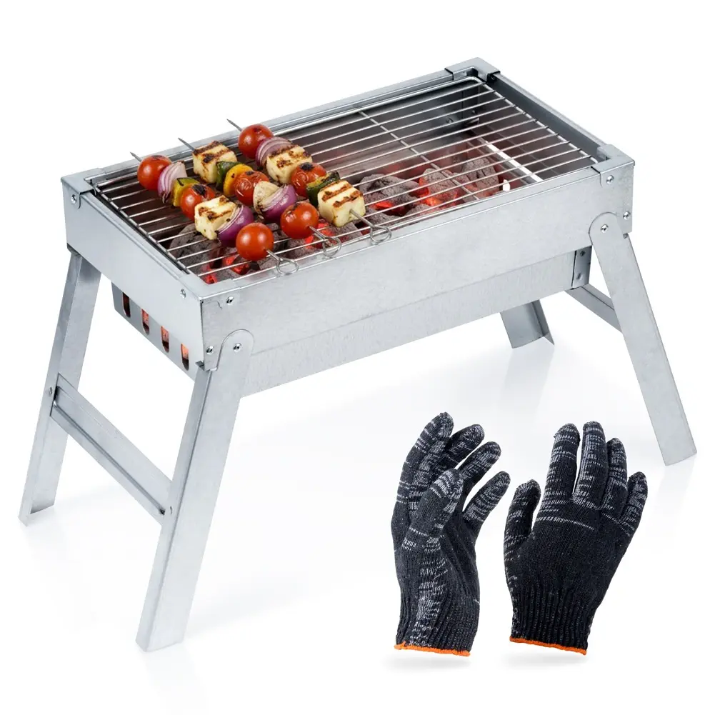 Grill węglowy stalowy składany przenośny 46x21x27 cm - Elektronika i akcesoria