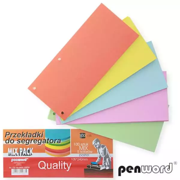Przekładki do segregatora mix pastel DC105-5MIX-100 - Papiernicze i szkolne