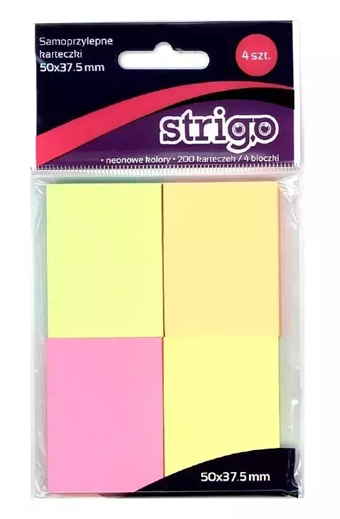 Karteczki samoprzylepne 50x38mm 200K STRIGO - Papiernicze i szkolne