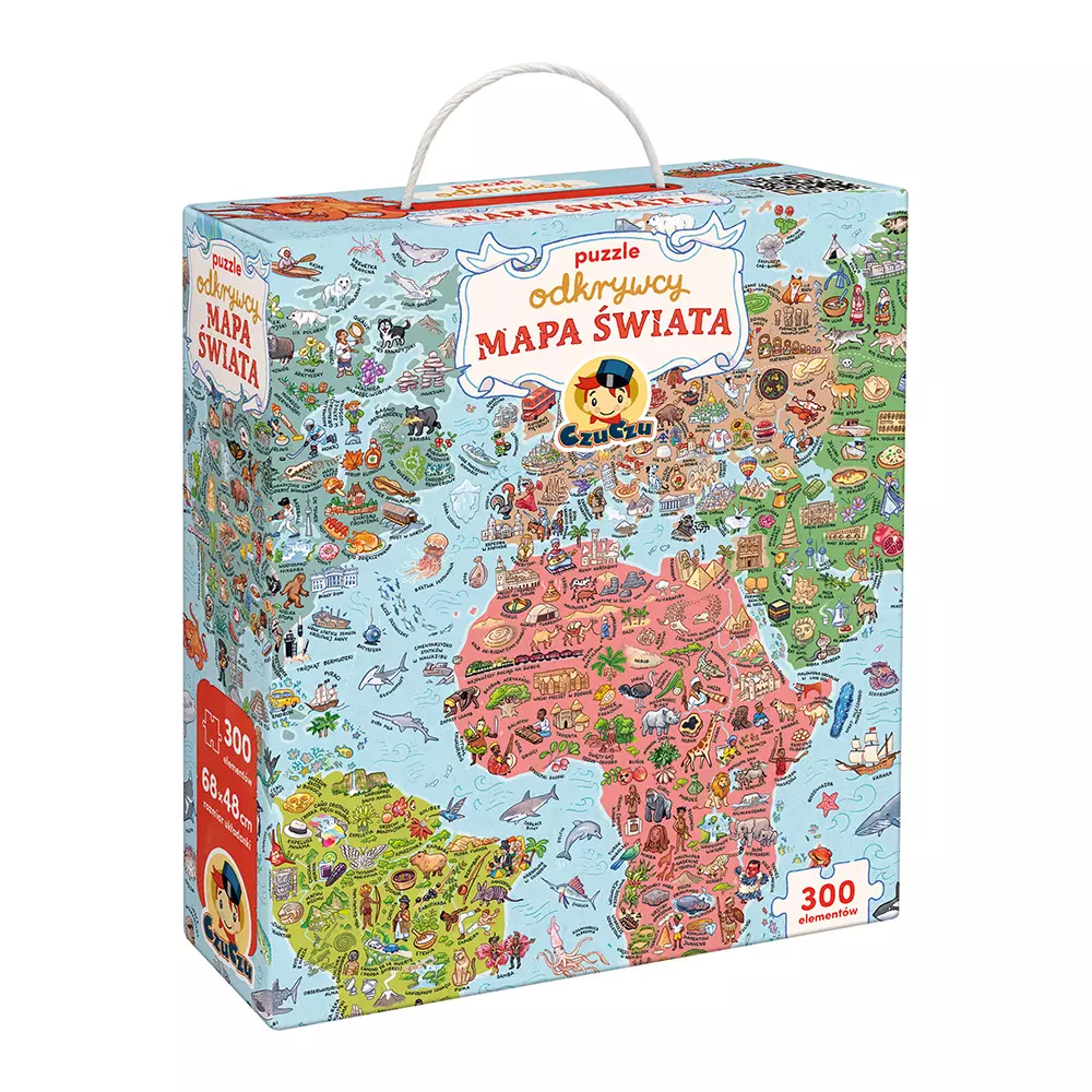Puzzle CzuCzu 300 elementów, odkrywcy. Mapa świata - Puzzle
