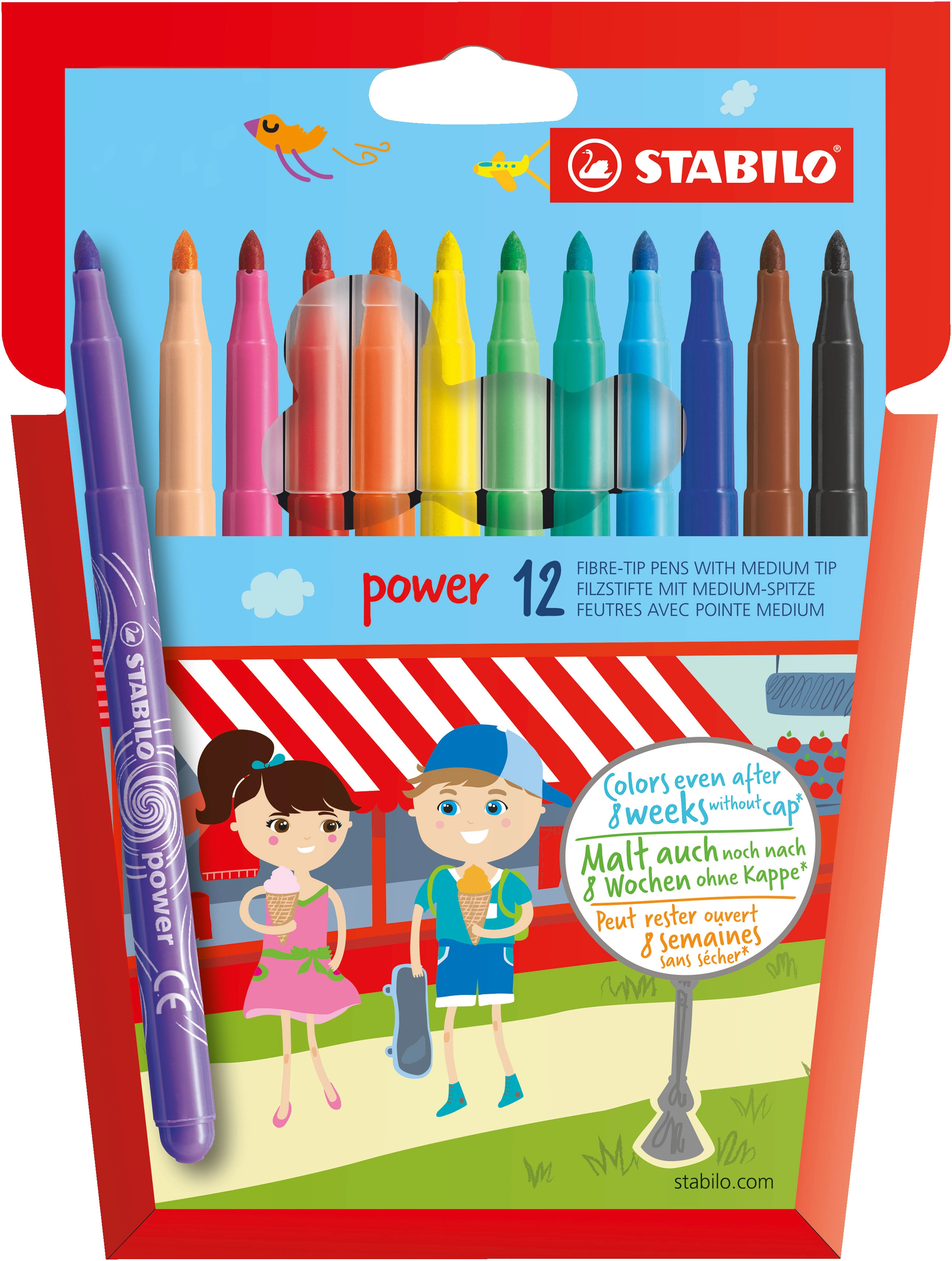 Flamastry Power (12 sztuk) - Papiernicze i szkolne