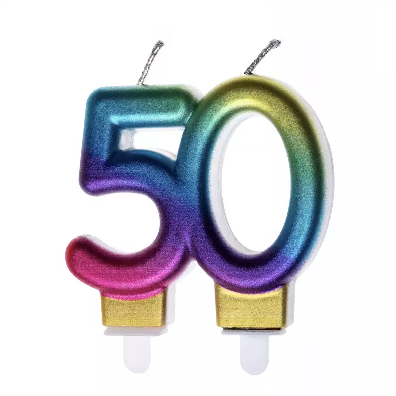 Świeczka urodzinowa metalizowana "50" - Papiernicze i szkolne