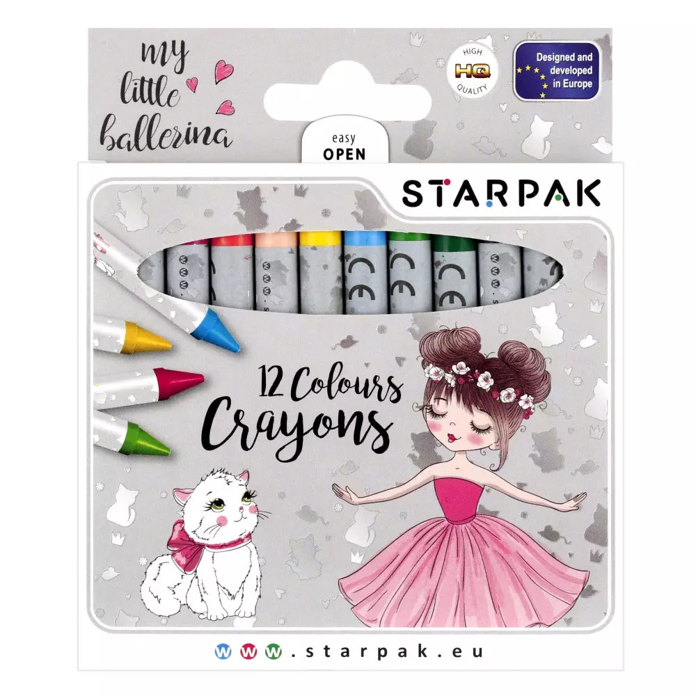 Kredki Woskowe 12 KolorÓw Balerina Starpak 490940 - Papiernicze i szkolne