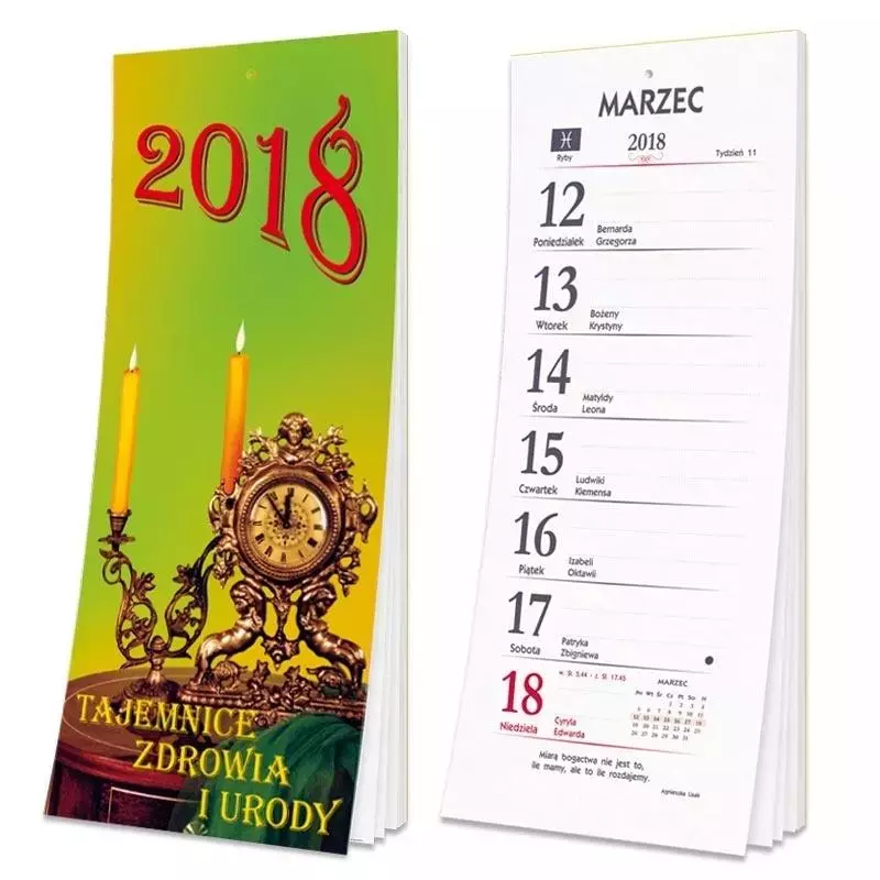 Kalendarz 2018 tygodniowy z magnesem SD1-1 - Książki