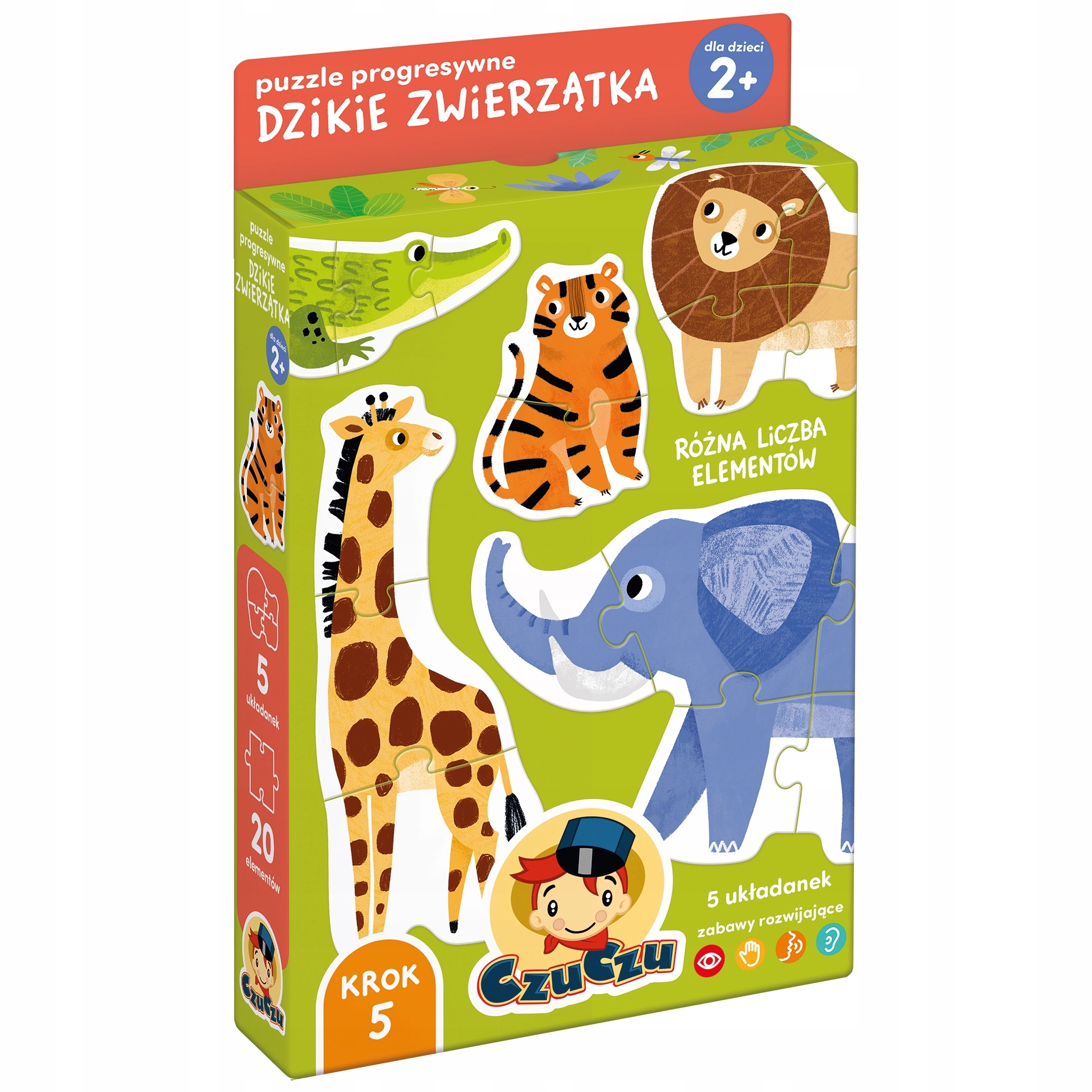 CzuCzu. Puzzle progresywne 20 elementów. Dzikie zwierzątka - Puzzle