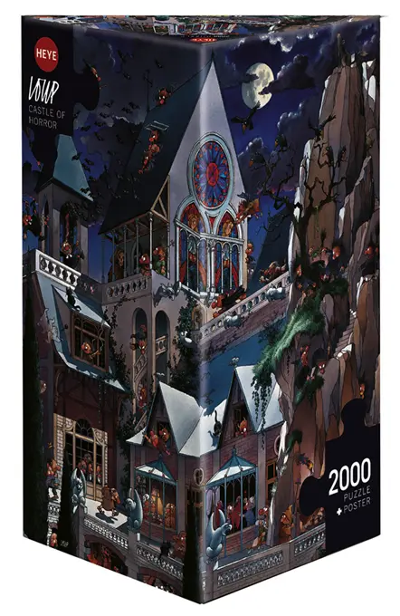 Puzzle 2000 elementów. Zamek z horroru + plakat - Puzzle