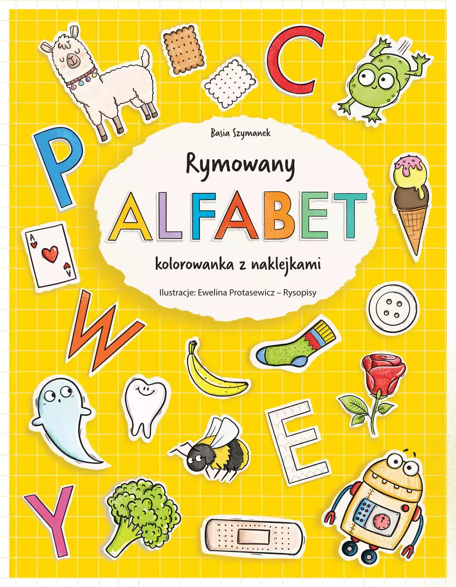 Rymowany alfabet. Kolorowanka z naklejkami - Książki