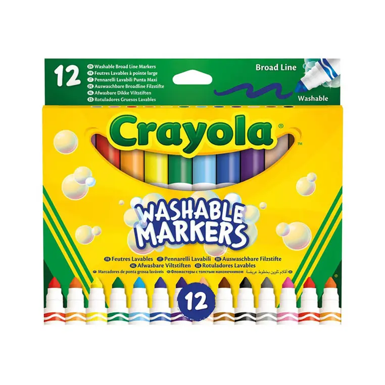 Crayola Flamastry stożkowe mazaki dla dzieci zmywalne 12szt. - Papiernicze i szkolne