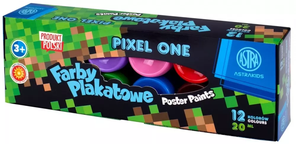 Farby plakatowe Pixel One, 12 kolorów 20 ml - Papiernicze i szkolne