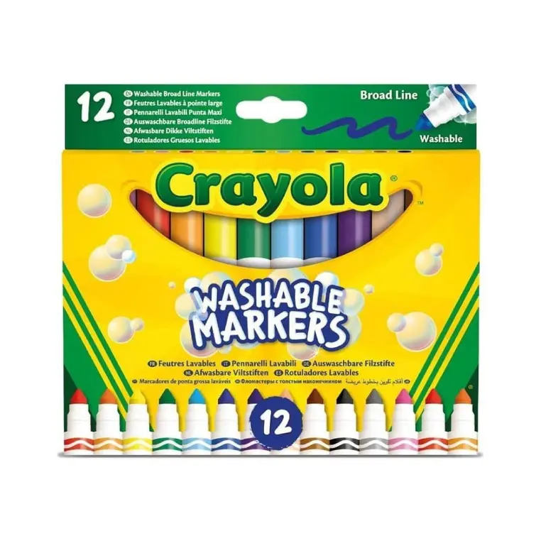 Crayola Flamastry stożkowe mazaki dla dzieci zmywalne 12szt. - Papiernicze i szkolne