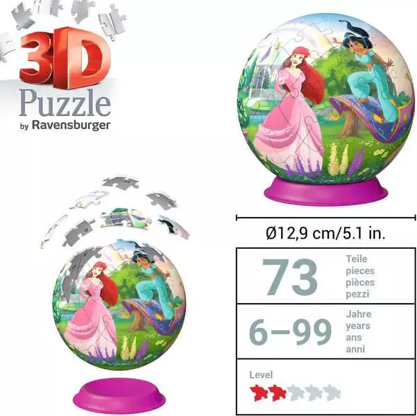 Puzzle 3D 72 elementy. Kula. Księżniczki Disneya - Puzzle