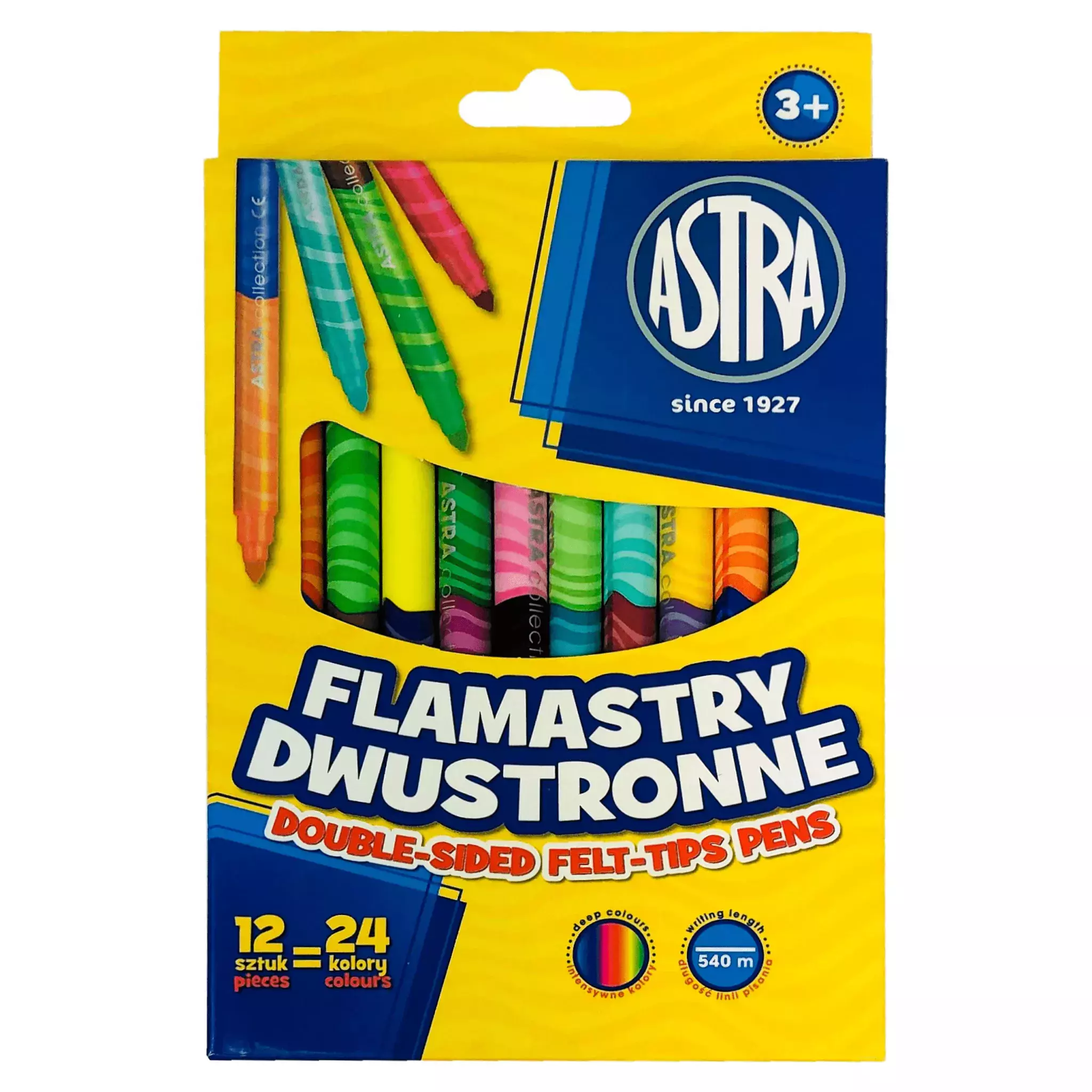 Flamastry dwustronne, 12 sztuk w 24 kolorach - Papiernicze i szkolne