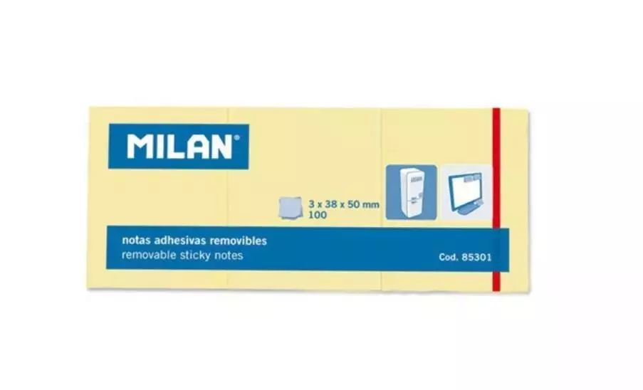 Karteczki samoprzylepne 3x38x50/100K żółte MILAN - Papiernicze i szkolne
