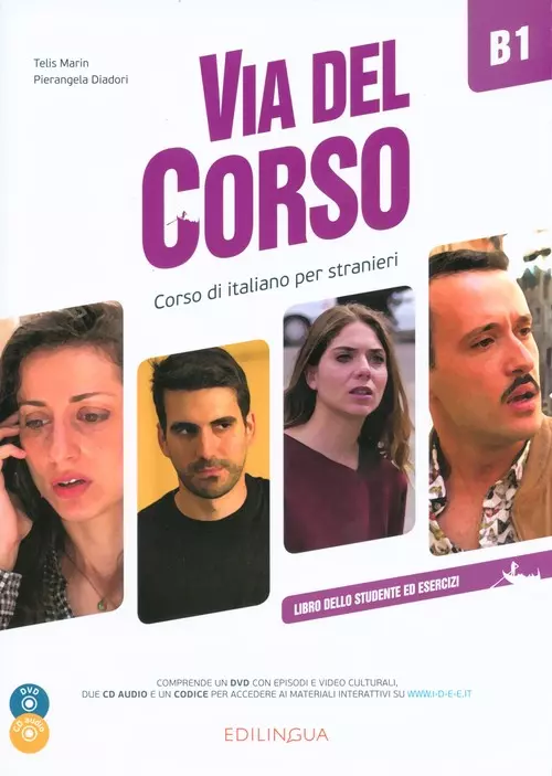 Via del Corso B1 Libro dello studente ed esercizi + 2 CD + DVD - Książki