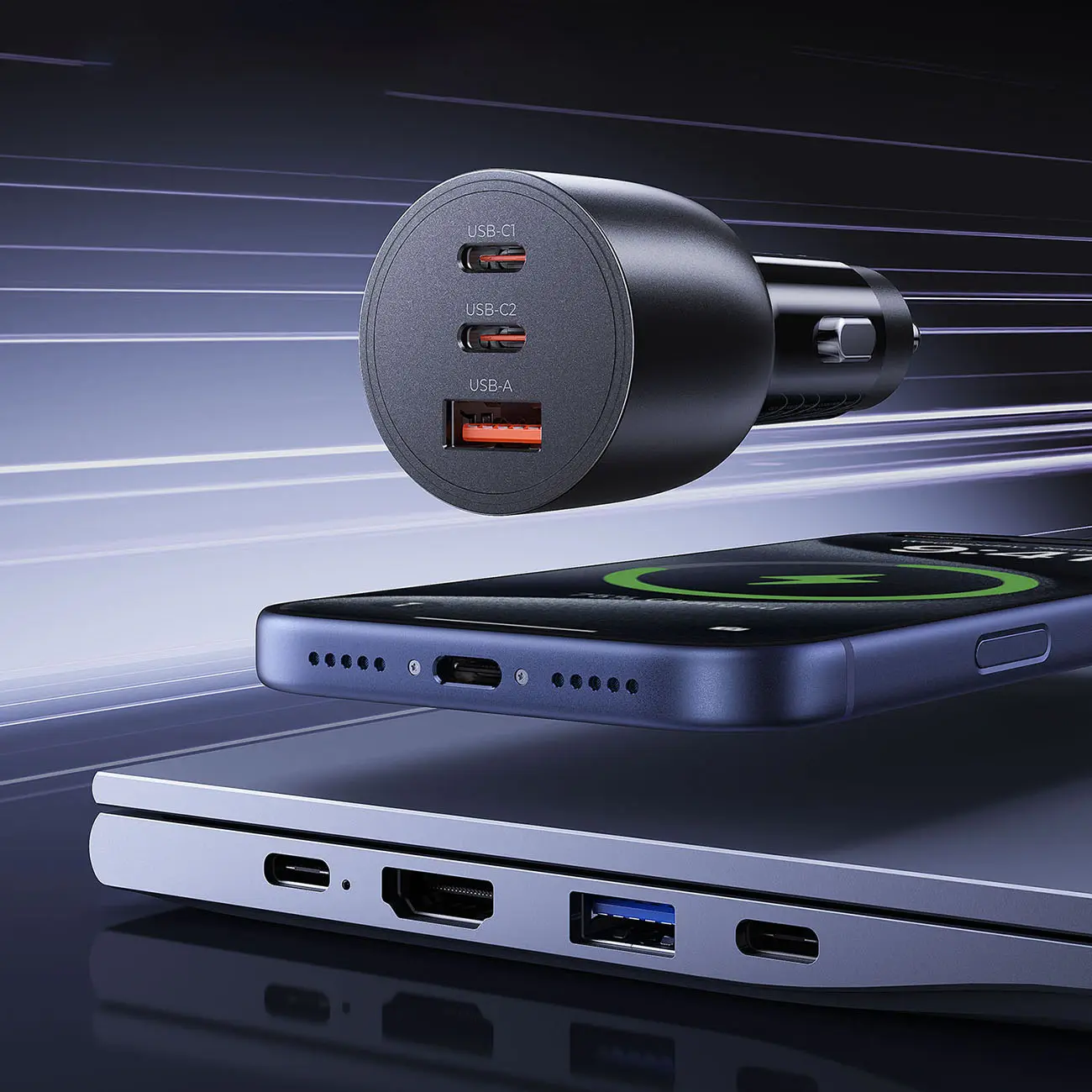 Ładowarka samochodowa Orico PowerLink 165W USB-A + 2x USB-C - czarna - Elektronika i akcesoria