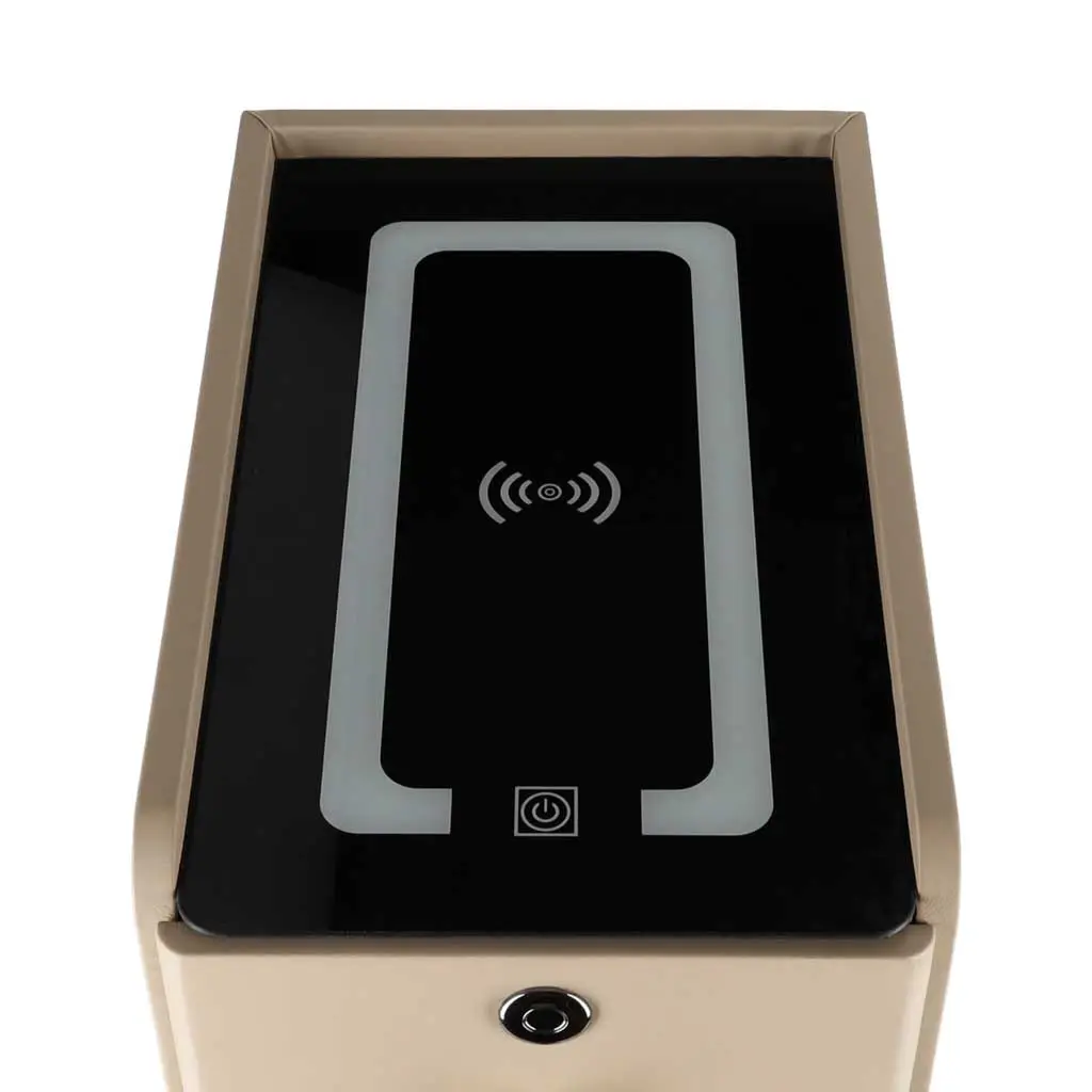 Szafka nocna szuflady oświetlenie LED USB ładowanie głośnik Bluetooth beżowa - Elektronika i akcesoria