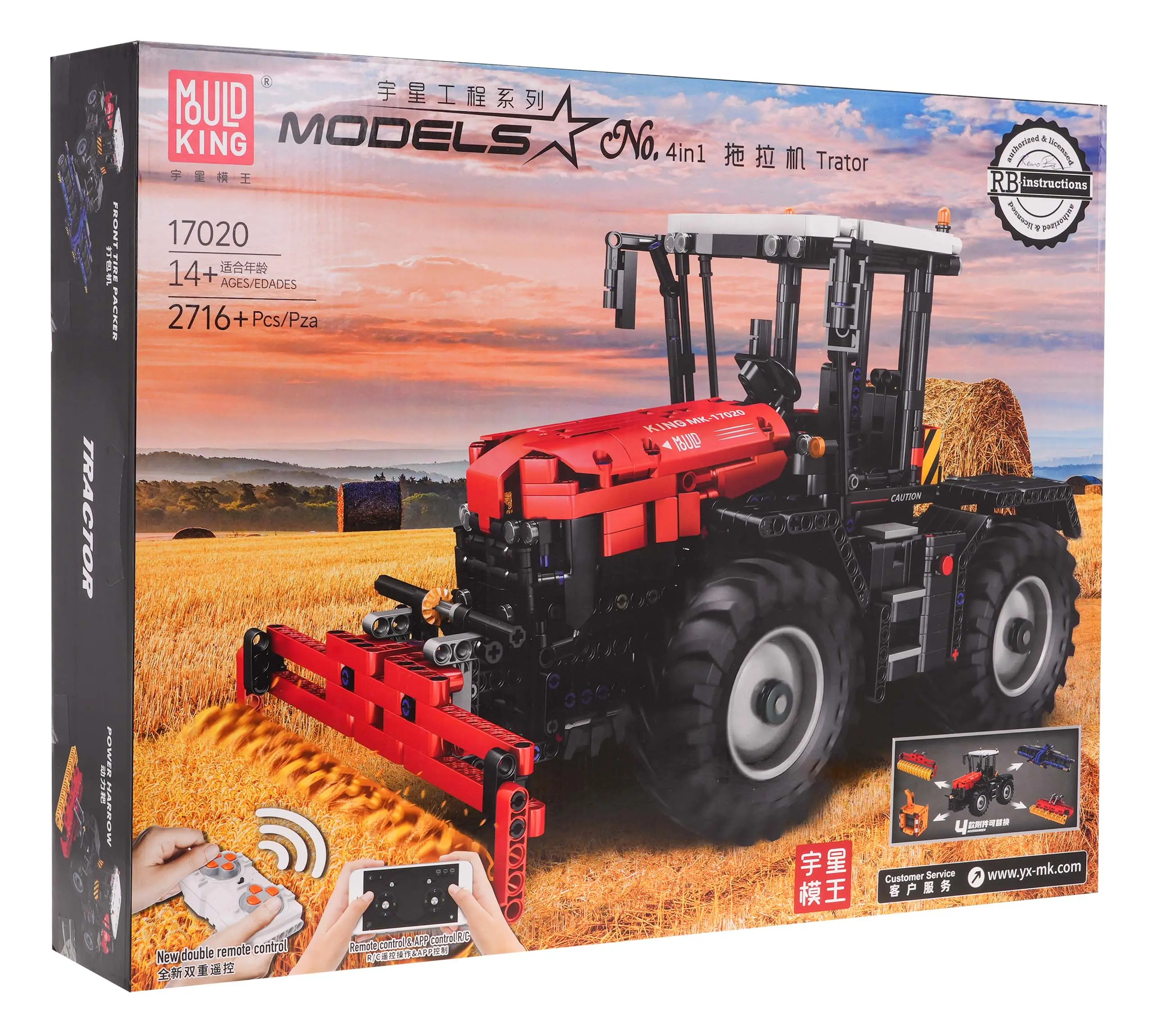 Klocki RC : Czerwony Traktor 2716el. - Zabawki