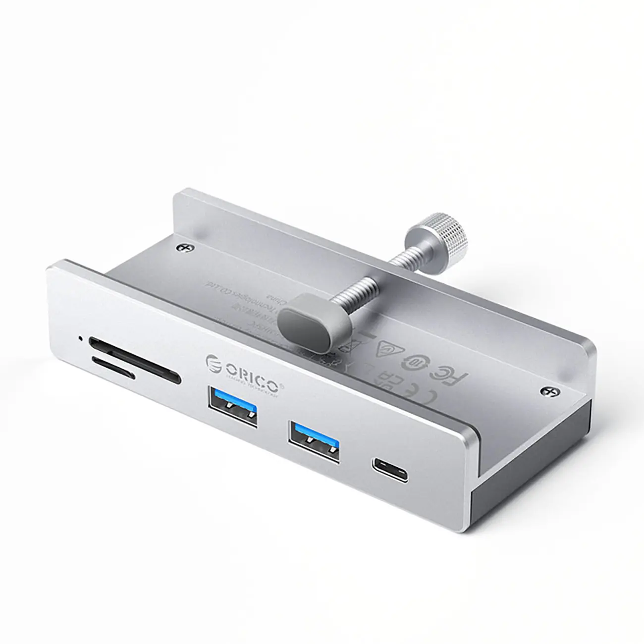 Hub Orico MH5PC montowany na zacisk USB-C / 2x USB-A 3.2 + 1x USB-C 3.2 + 1x SD&TF - srebrny - Elektronika i akcesoria