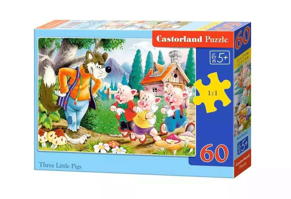 Puzzle 60 elementów. Trzy świnki - Puzzle