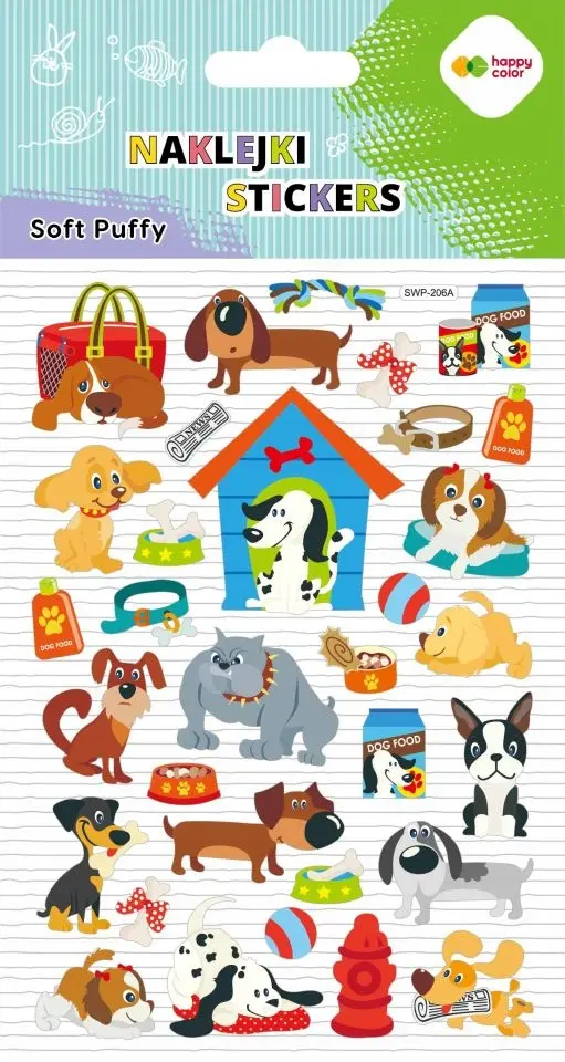 Naklejki dekoracyjne Soft Puffy 3D Dog World Psi Świat Happy Color - Papiernicze i szkolne