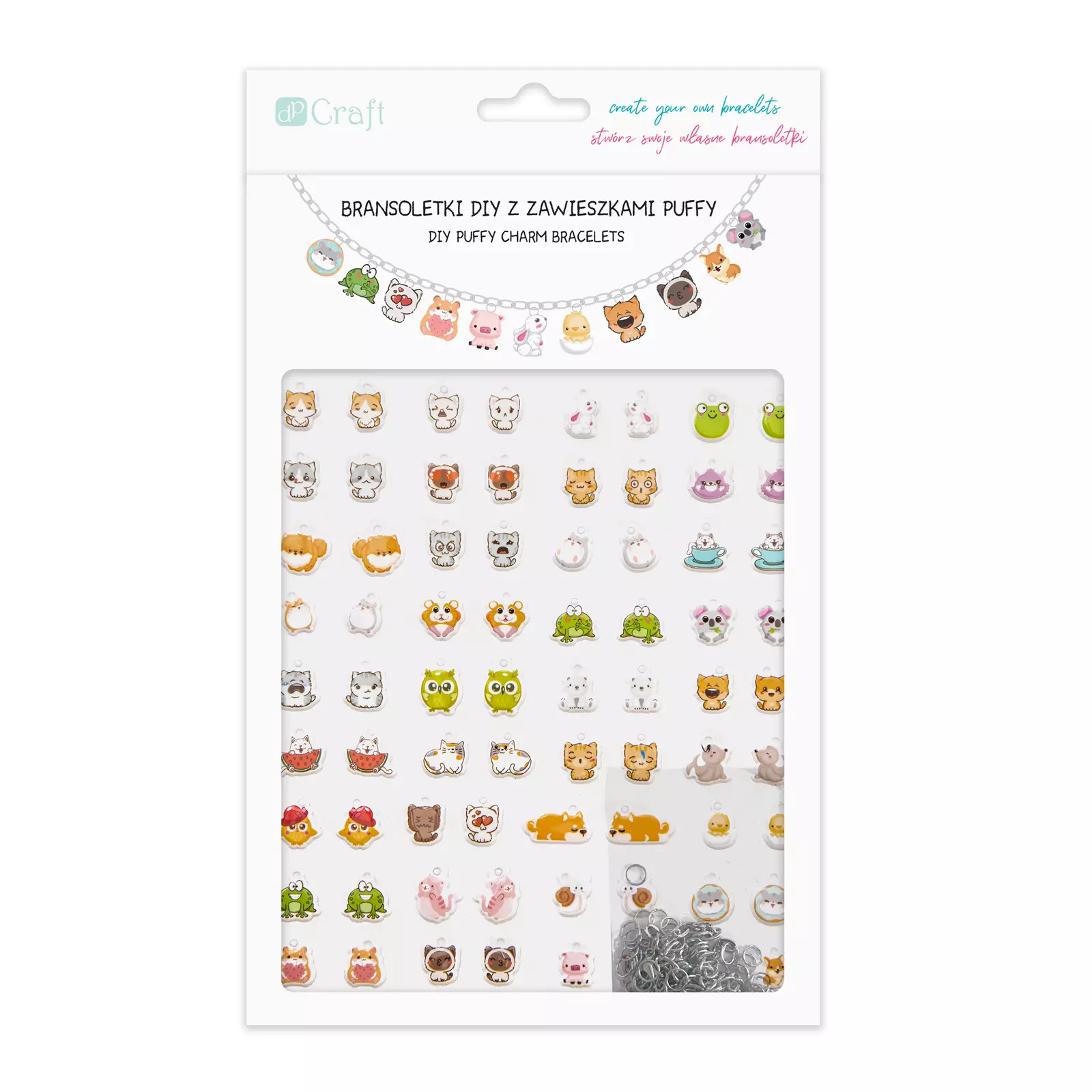Bransoletki diy z zawieszkami puffy cute animals - Papiernicze i szkolne