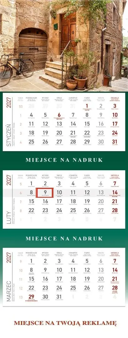Kalendarz 2027 ścienny trójdzielny Toskania - Książki