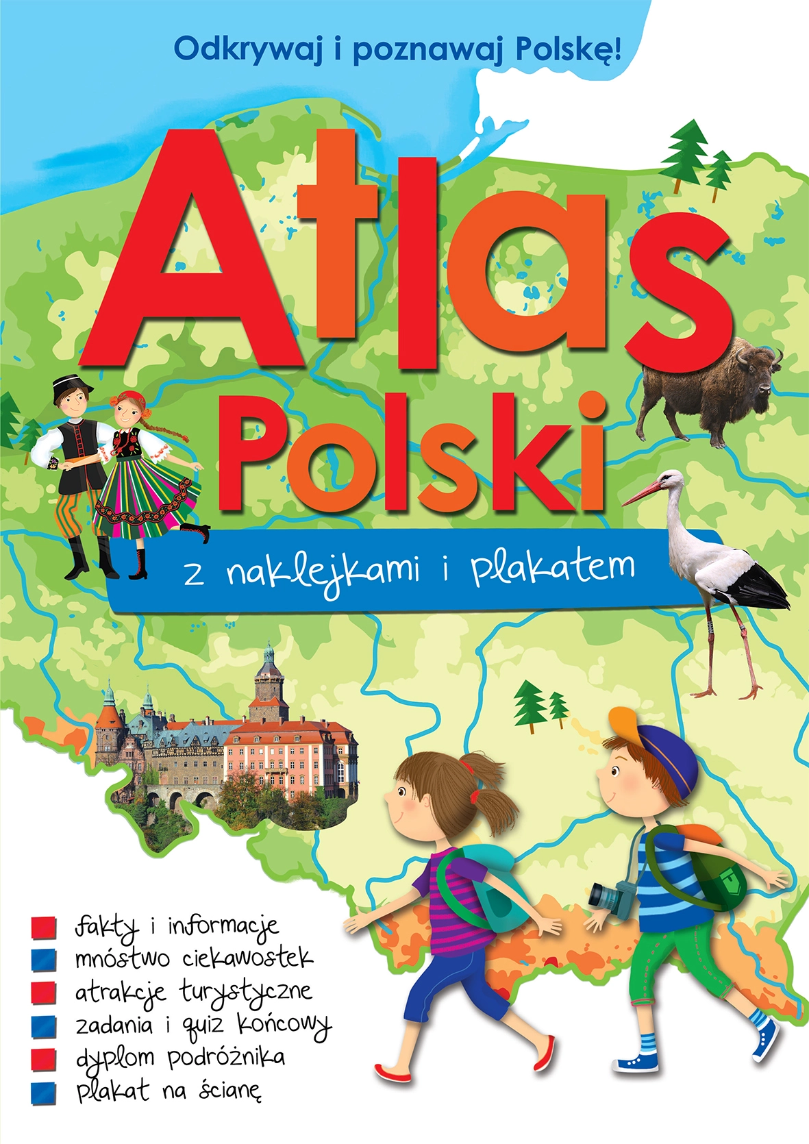 Atlas Polski z naklejkami i plakatem - Książki