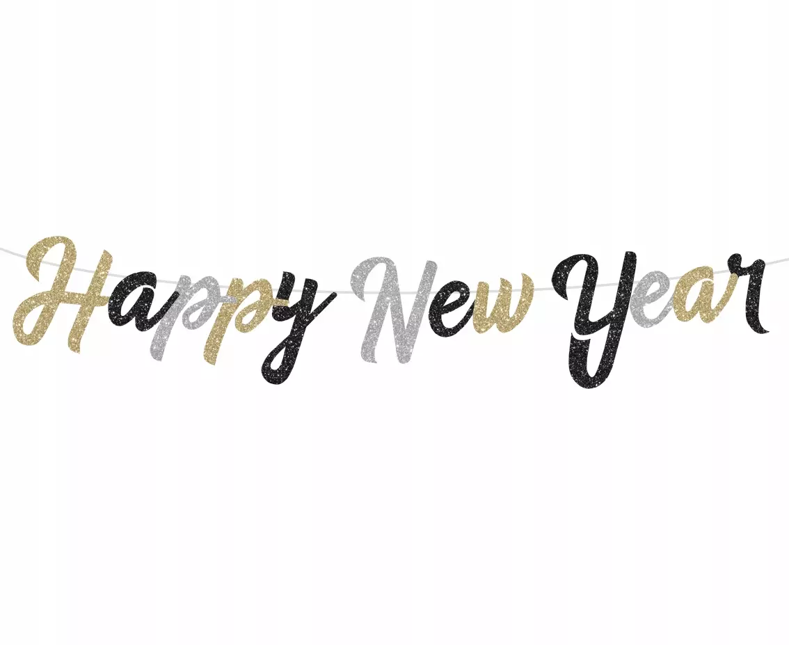 Girlanda na Sylwestra Happy New Year Brokatowa - Papiernicze i szkolne