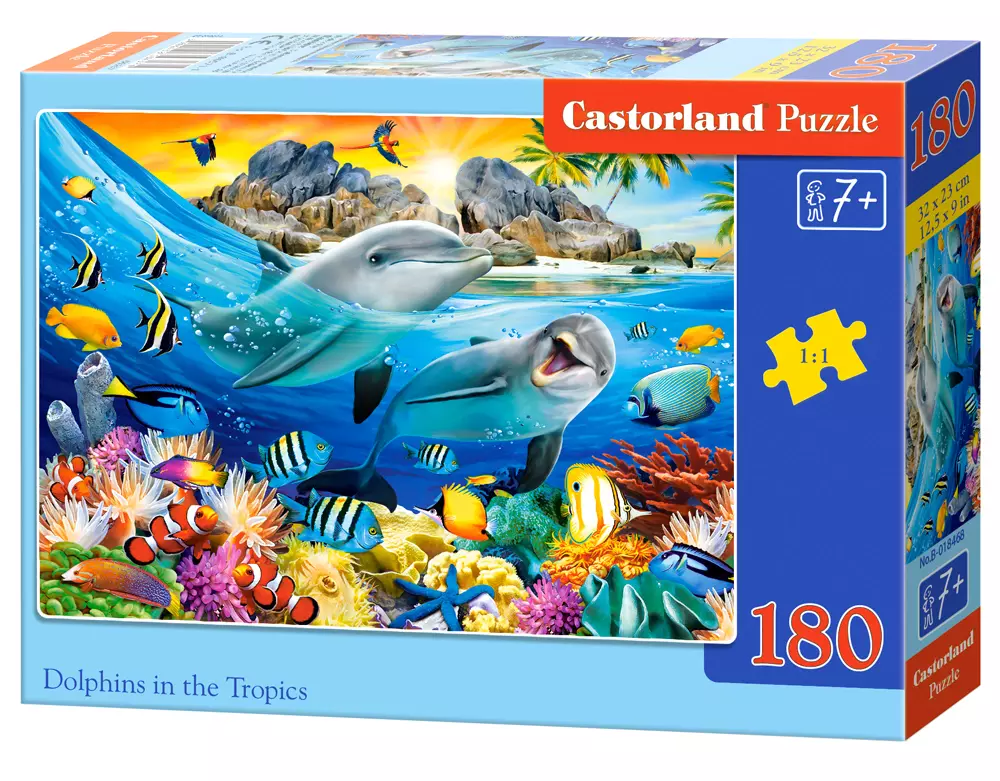 Puzzle 180 elementów. Delfiny w tropikach - Puzzle